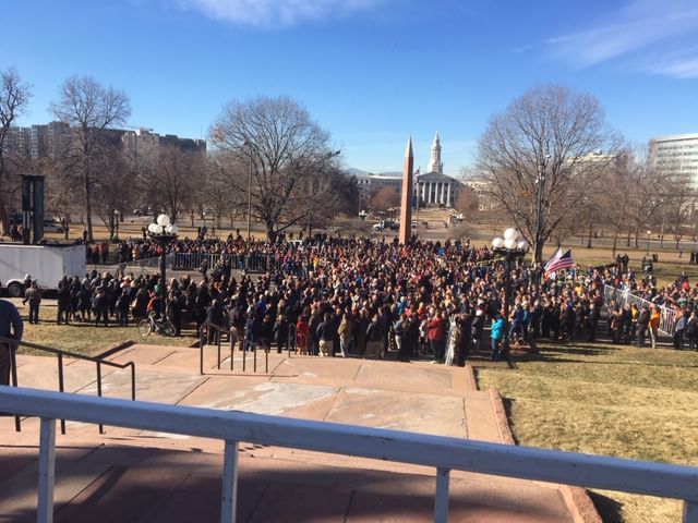 Some of the thousands in attendance at Tuesday's inauguration of Gov. Jared Polis